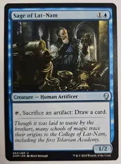 MTG Magic The Gathering Card Sage of Lat-Nam Creature Human Artificer Blue Domin - Image 1