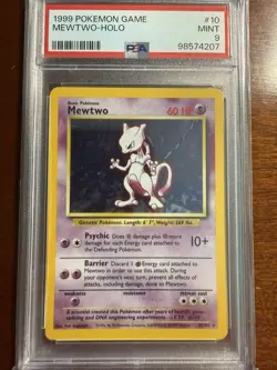 Mewtwo 10/102 Holo PSA 9 Pokemon Base Set Unlimited Graded Card Mint - Image 1