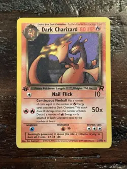 Pokemon TCG 2000 Dark Charizard 21/82 Team Rocket 1st Edition Card LP - Image 1