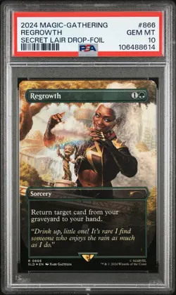 PSA 10 GEM Mint - MTG Regrowth 0866 - Groot/Storm Foil - Marvel Secret Lair - Image 1