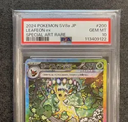 PSA 10 Japanese Leafeon ex SAR 200/187 SV8a Terastal Festival ex Pokemon Card - Image 4