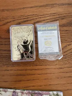 Pokemon Pikachu 23k Gold Plated Trading Card 1999 Nintendo #25 with Certificate - Image 1