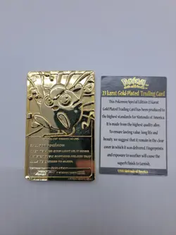 1999 Pokemon Jigglypuff 23 Karat Gold Plated Special Edition Trading Card BK - Image 2
