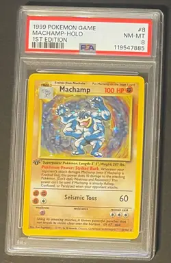 1999 Pokemon Game Base Set 1st Edition PSA 8 Machamp Holo PSA #8 Rare - Image 1