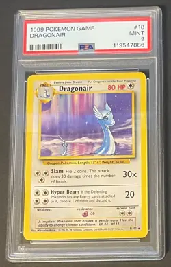 1999 Pokemon Game Base Set PSA 8 Dragonair #18 Rare Unlimited - Image 1