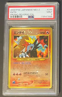 2000 Pokemon Pocket Monsters Japanese Neo 2 PSA 9 Entei #244 Promo Reverse Foil - Image 1