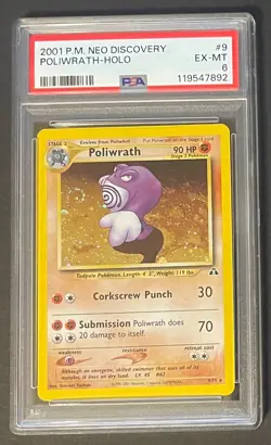 2001 Pokemon Neo Discovery #9 Poliwrath Holo PSA 6 Rare Unlimited - Image 1
