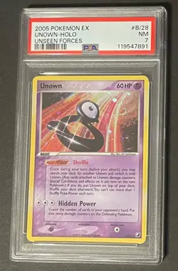 2005 Pokemon Ex Unseen Forces #B/28 Unown Holo PSA 7 - Image 1