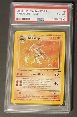 2000 Pokemon Italian Fossil PSA 6 Kabutops Holo #9 Rare - Image 1