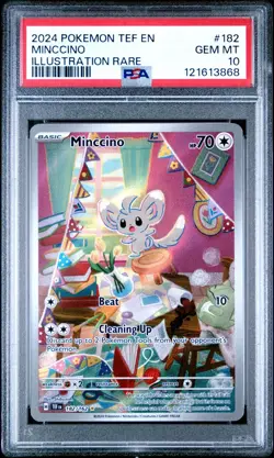 2024 Pokemon Minccino Temporal Forces Illustration Rare #182 tcg PSA 10 GEM MINT - Image 1