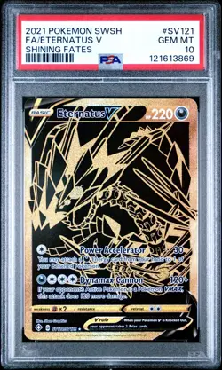 2021 POKEMON SWORD & SHIELD SHINING FATES #SV121 FULL ART/ETERNATUS V PSA 10 - Image 1