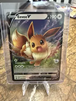 Eevee v SWSH065 Sword & Shield Promo Holo Card Near Mint Condition - Image 1