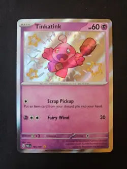 Tinkatink 165/091 Baby Shiny Rare Pokemon TCG Paldean Fates Holo Card NM - Image 1