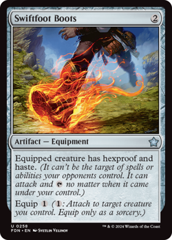 NM-Mint, English MTG Regular Swiftfoot Boots Foundations Magic the Gathering - Image 1