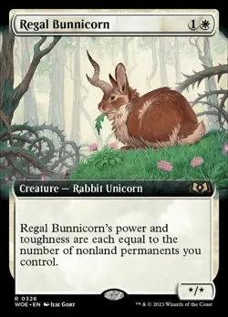 MTG Regal Bunnicorn - Foil - Extended Art, Wilds of Eldraine, Near Mint, English - Image 1