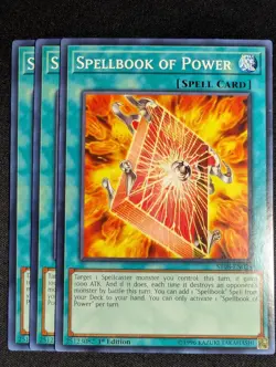 Yugioh - 3x Spellbook of Power SR08-EN028 1st Edition Common NM - Image 1