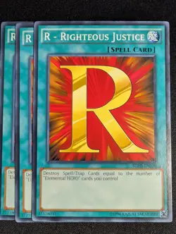 Yugioh - 3x R - Righteous Justice SDHS-EN030 Unlimited Common NM - Image 1