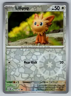 Lillipup #170/197 SV Obsidian Flames Reverse Holo Common Pokemon 2023 TCG Card - Image 1