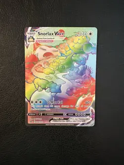 Pokemon TCG Snorlax VMAX Holo Secret Rare Card Sword & Shield Base Set 206/202 - Image 1