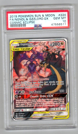 Pokemon Card PSA 10 Gem Mint Naganadel & Guzzlord GX 224/236 Cosmic Eclipse - Image 1