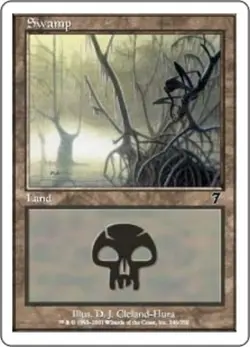 MTG Swamp (346) - Foil, Moderate Play, English Seventh Edition - Image 1