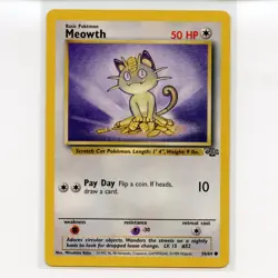 Pokemon TCG Meowth 56/64 WotC Jungle Unlimited Regular Common Card EN-LP 1999 - Image 1