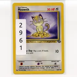 Pokemon TCG Meowth 56/64 WotC Jungle Unlimited Regular Common Card EN-LP 1999 - Image 3