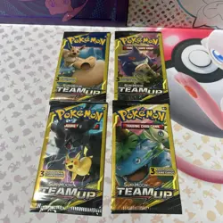 Sun and Moon Team Up 3 Card Mini Booster Packs Full Art Set - Image 1