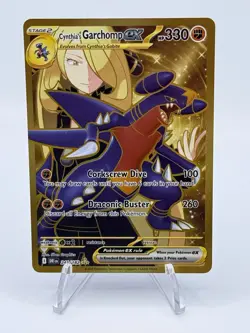 Pokemon TCG Cynthia's Garchomp EX Gold Hyper Rare Card 241/182 - Image 1