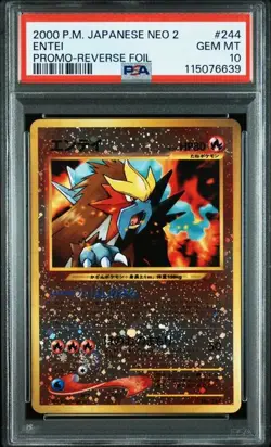 PSA 10 Entei 244 Premium File Neo 2 Old Back 2000 Pokemon Card Japanese - Image 1