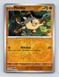 Mankey 090/182 SV10: Destined Rivals NM Reverse Holo Pokemon Card - Image 1