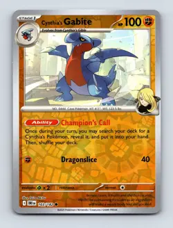 Cynthia's Gabite 103/182 SV10: Destined Rivals NM Reverse Holo Pokemon Card - Image 1