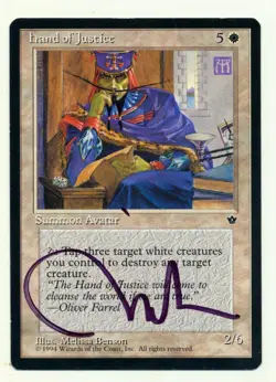 MTG Hand of Justice Signed Melissa Benson Reserved List Magic The Gathering - Image 1