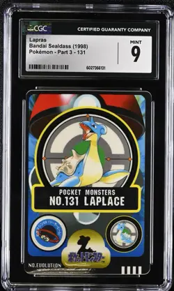 1998 Pokemon Lapras Bandai Sealdass Part 3 Laplace #131 CGC 9 Graded Low Pop - Image 1
