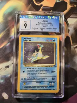Lapras 10/62 Fossil Holo Pokemon Card CGC 9 Blue Label with Subgrades! - Image 1