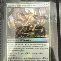 1x Wren's Run Packmaster - Foil - Prerelease Promo Heavy Play MTG Magic - Kid Ic - Image 1
