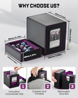 MTG Commander Deck Box with Display Window, Deck Box Holds 100 Double-Sleeved wi - Image 2