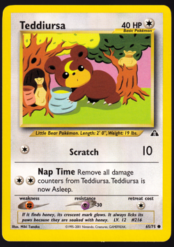 Teddiursa 65/75 Neo Discovery Pokemon TCG Card NM - Image 1