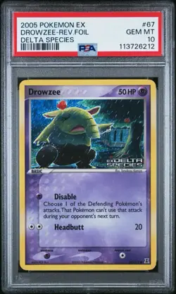 2005 Pokemon Ex Delta Species #67 Drowzee Reverse Foil PSA 10 GEM MINT LOW POP - Image 1