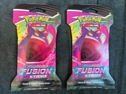 LOT OF 2 Pokemon TCG Sword & Shield 08 Fusion Strike Sleeved Booster Packs 820650809170 - Image 1
