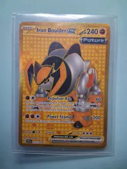 Pokemon TCG '24 Iron Boulder ex 217/162 Hyper Gold Ultra Rare Temporal Forces NM - Image 1