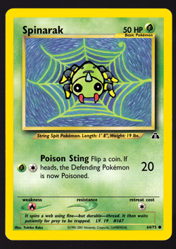 Spinarak 64/75 Neo Discovery Pokemon TCG Card NM - Image 1