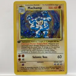 Machamp 1st Edition Holo Rare Pokemon Card - 8/102 Base Set - MP Condition (4) - Image 1