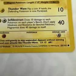 Magnemite 53/102 Shadowless Base Set - Pokemon Card WOTC LP - Image 3
