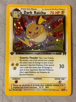 Dark Raichu - 83/82 Secret Rare Holo Pokemon 1st edition LP Team Rocket Card - Image 1