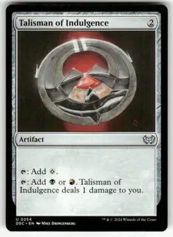 TALISMAN OF INDULGENCE #254 (UNCOMMON) MTG COMMANDER: DUSKMOURN: HOUSE OF HORROR - Image 1