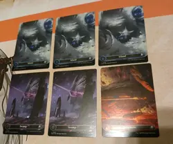 6 Galaxy FOIL Borderless Full Art Lands 3x Island 2x Swamp 1x Mountain EOE MTG M - Image 1