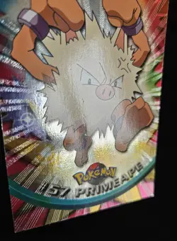Primeape Foil TOPPS Series 1 Black Logo #57 Pokemon Card TCG HP Creased - Image 2