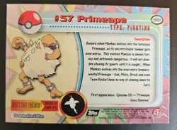 Primeape Foil TOPPS Series 1 Black Logo #57 Pokemon Card TCG HP Creased - Image 5