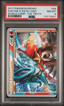 2011 POKEMON WORLD CHAMPIONSHIPS PROMO THE TRUTH SUICUNE & ENTEI LEGEND PSA 8 - Image 1